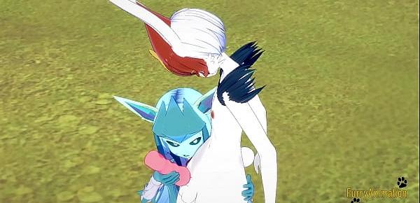 trendsPokemon Hentai Furry Yiff 3D - Glaceon handjob and fucked by Cinderace with creampie